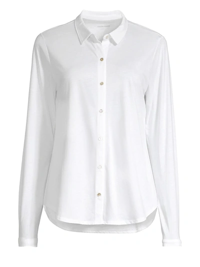 Shop Eileen Fisher Women's Organic Cotton Button-down Shirt In White