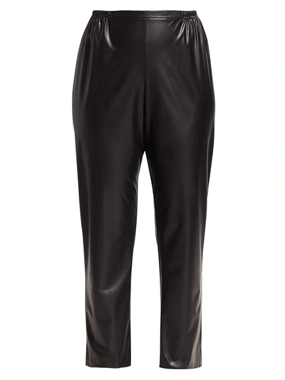 Shop Caroline Rose, Plus Size Faux Leather Skinny Pants In Black
