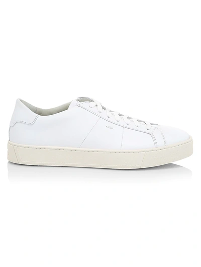 Shop Santoni Men's Gloria Paneled Leather Sneakers In White