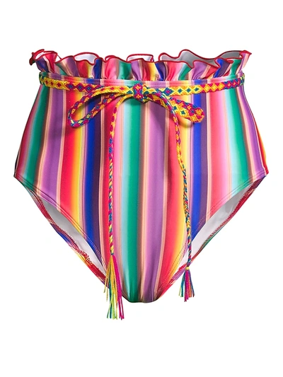 Shop All Things Mochi Women's Louise Rainbow Stripe Belted Bikini Bottom