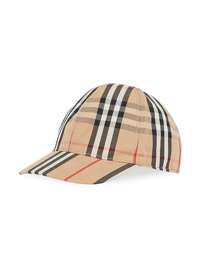 Shop Burberry Archival Check Baseball Cap In Archive Beige