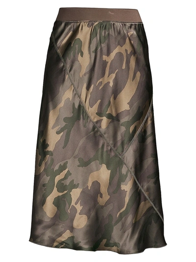 Shop Atm Anthony Thomas Melillo Women's Silk Camo Midi Skirt In Jungle Camo