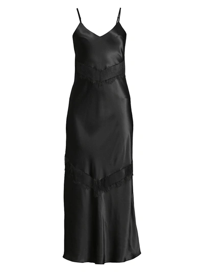 Shop Ginia Women's Chevron Lace Maxi Slip Dress In Black