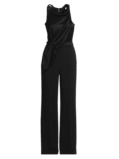 Shop Roland Mouret Women's Rosita Plisse Drape Jumpsuit In Black