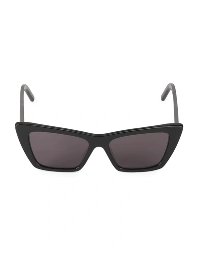 Shop Saint Laurent Women's Mica 53mm Cat Eye Sunglasses In Black