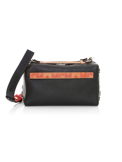 Shop Mcm Women's Milano Boston Leather Box Bag In Black
