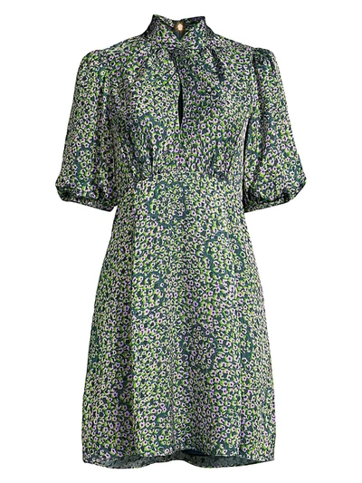 Shop Kate Spade Women's Flair Flora Devore Mini Dress In Deep Spruce