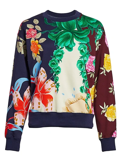 Shop Etro Women's Floral Cotton Sweatshirt In Navy