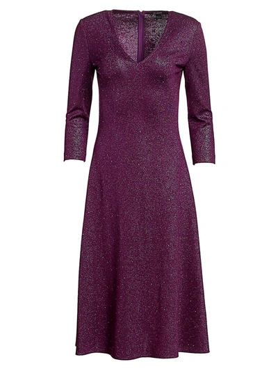 Shop St John Evening Milano Sequin Knit V-neck Dress In Iris