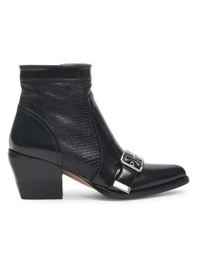 Shop Chloé Women's Rylee Buckle Leather Ankle Boots In Black