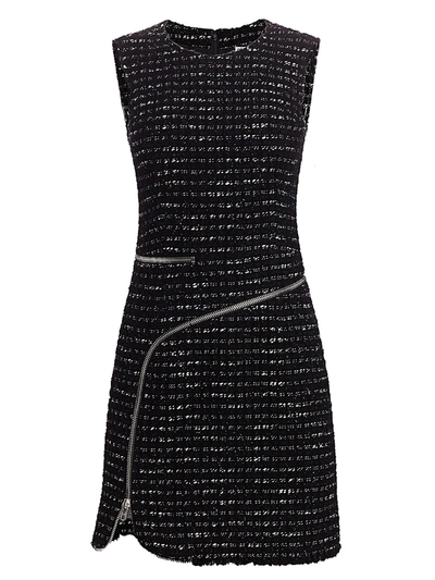 Shop Alexander Wang Women's Zipper-trimmed Tweed Sheath Dress In Black White