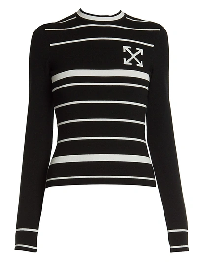 Shop Off-white Women's Double-arrow Knit Sweater In Black