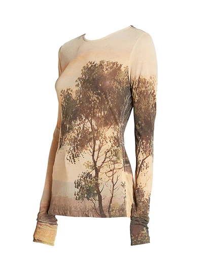 Shop Acne Studios Women's Printed Long-sleeve Shirt In Denim