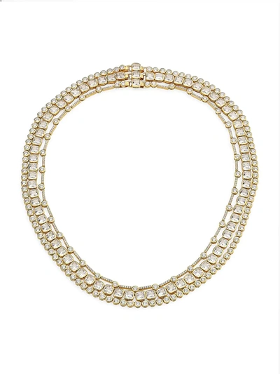 Shop Adriana Orsini Women's 18k Goldplated & Cubic Zirconia Bevel-set 3-strand Necklace