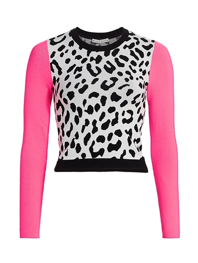 Shop Alice And Olivia Women's Ciara Leopard Print Sweater In Leopard Pop