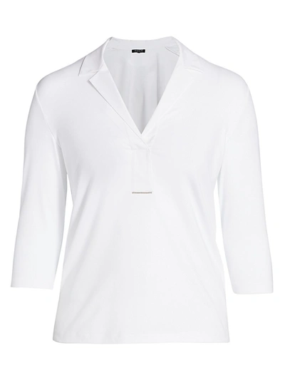 Shop Lafayette 148 Magda Half Placket Shirt In White