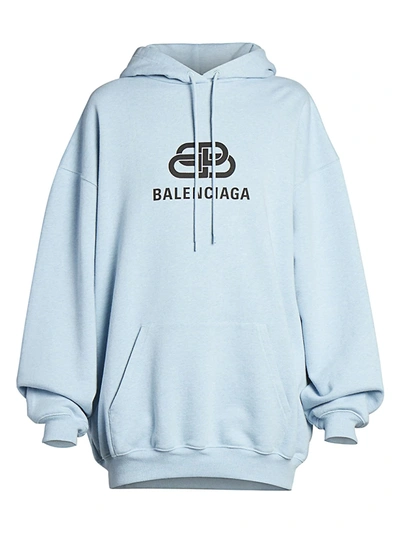 Shop Balenciaga Women's Bb Logo Hoodie In Blue