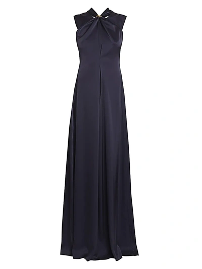 Shop Victoria Beckham Women's Sleeveless Twist Satin Gown In Navy