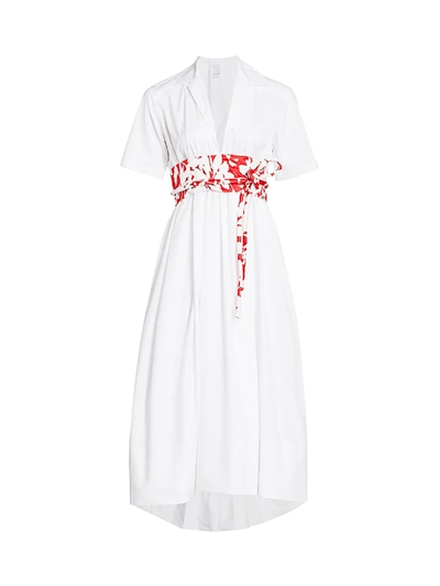 Shop Rosie Assoulin Obi Collared Shirtdress In White