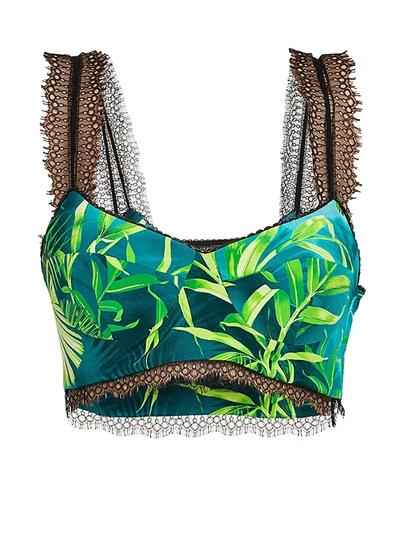 Shop Versace Women's Jungle-print Silk Bra Top In Green