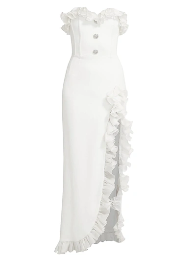 Shop Alessandra Rich Women's Strapless Ruffled Dress In White