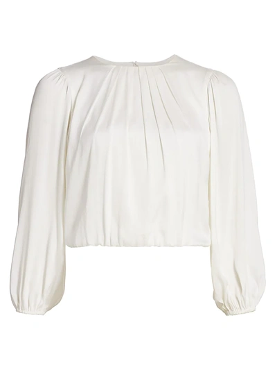Shop Alice And Olivia Women's Avila Pleated Blouson Top In Off White