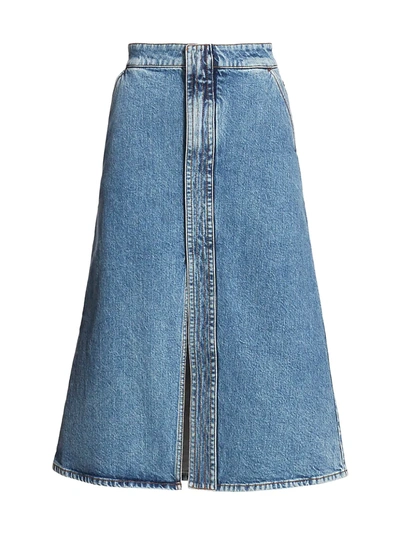 Shop Stella Mccartney A-line Denim Midi Skirt In Salt And Pepper