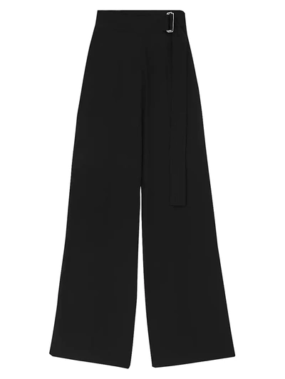 Shop Victoria Beckham Belted Wide-leg Pants In Black