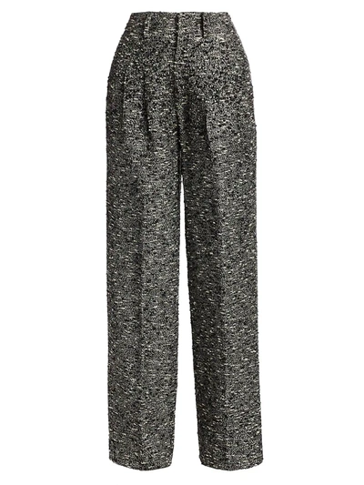 Shop Libertine Sparkle Tweed Wide-leg Pants In Black
