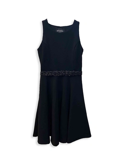 Shop Un Deux Trois Girl's Racerback Stretch A-line Dress In Black