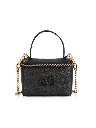 Shop Valentino Vsling Leather Vanity Case In Nero