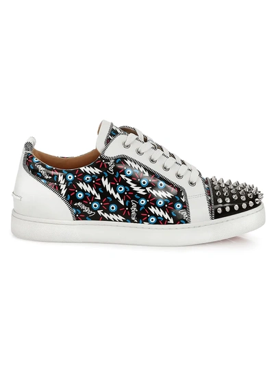 Shop Christian Louboutin Men's Louis Junior Spikes Orlato Sneakers In Black White