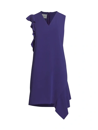 Shop Akris Punto Sleeveless Ruffle Back Crepe Dress In Purple