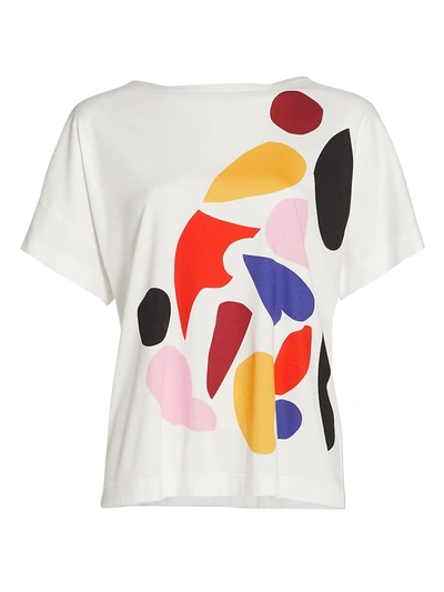 Shop Akris Punto Oversized Color Printed T-shirt In Cream Vivid Yellow Red