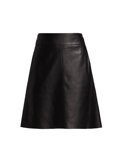 Shop Akris Punto Perforated Leather Skirt In Black