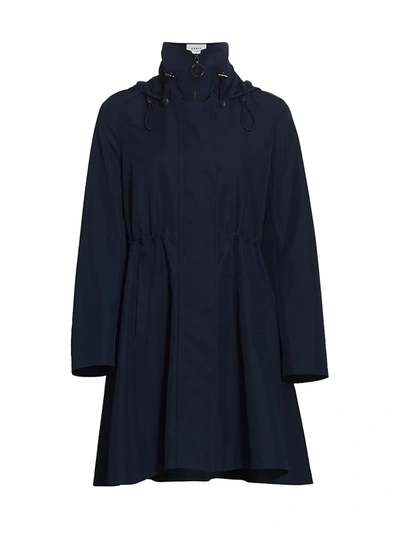 Shop Akris Punto Peplum Drawstring Parka In Dark Denim