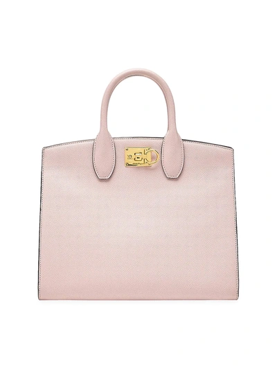 Shop Ferragamo Studio Leather Top Handle Bag In Light Pink