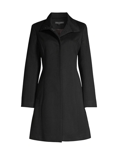 Shop Sofia Cashmere Funnel-neck Wool-blend Coat In Black