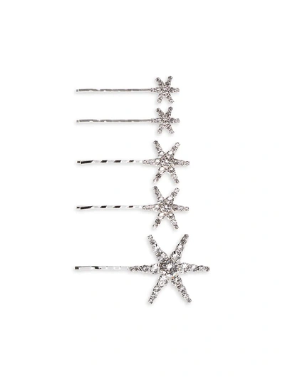 Shop Jennifer Behr Women's Vespera Set Of Five Swarovski Crystal Star Bobby Pins In Silver