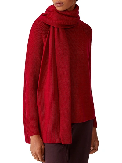 Shop Eileen Fisher Women's Wool Rib-knit Scarf In Ruby