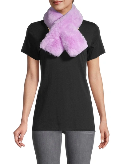 Shop Saks Fifth Avenue Women's Faux Fur Pull-through Scarf In Purple