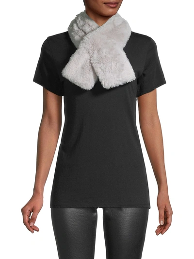 Shop Saks Fifth Avenue Women's Faux Fur Pull-through Scarf In Light Grey