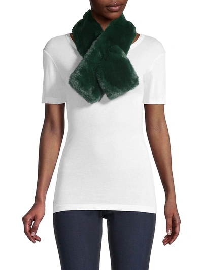 Shop Saks Fifth Avenue Women's Faux Fur Pull-through Scarf In Deep Green
