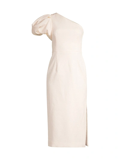 Shop Rebecca Vallance Andie One-shoulder Midi Dress In Ivory