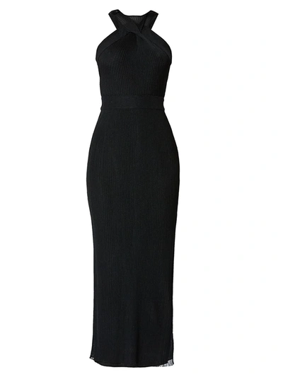 Shop Herve Leger Twisted Drape Knit Gown In Black