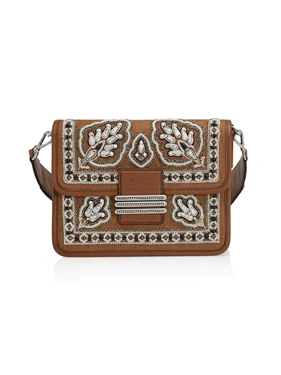 Shop Etro Women's Beaded Suede Fern Rainbow Bag In Brown