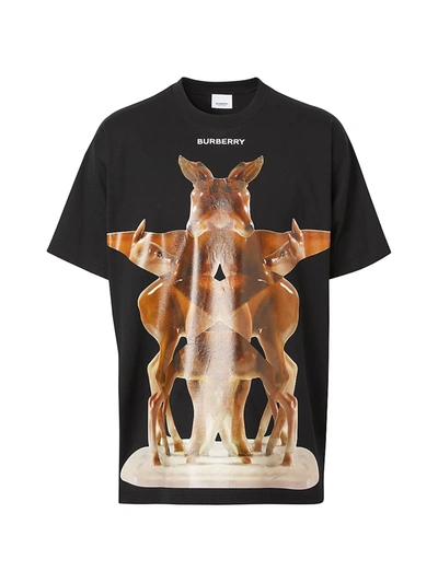 Shop Burberry Elthorne Deer Graphic T-shirt In Black