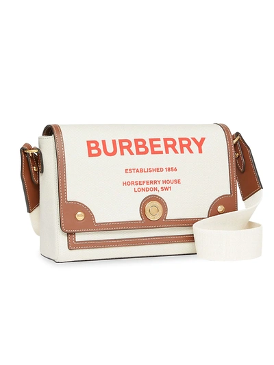 Shop Burberry Women's Medium Note Canvas Crossbody Bag In Natural