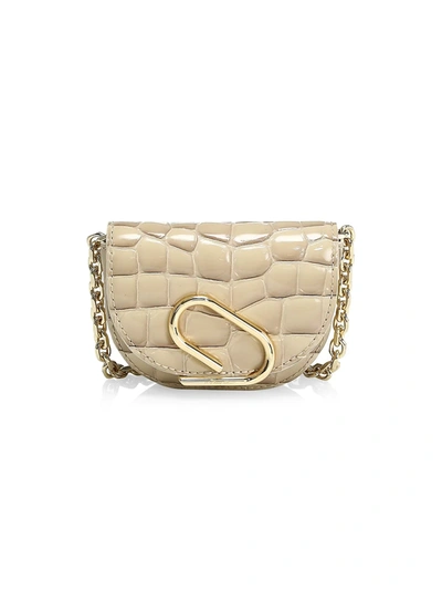 Shop 3.1 Phillip Lim / フィリップ リム Mini Alix Croc-embossed Leather Card-case-on-chain In Dune