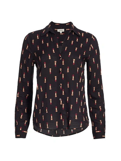 Shop L Agence Holly Lipstick Print Blouse In Muted Lipstick Print